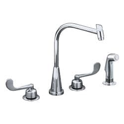Kohler K-7779-K-CP Polished Chrome Triton Kitchen Sink Faucet With Multi-Swivel Swing Spout And Sidespray, Requires Handles