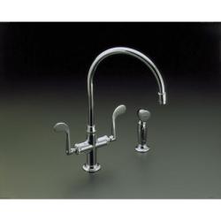 Kohler K-8763-CP Polished Chrome Essex Kitchen Sink Faucet With Wristblade Handles And Sidespray