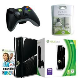 Xbox 360 Slim 250GB Console Wireless Controller Ultimate Bundle