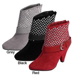 Bamboo by Journee Women's Studded Mid-heel Booties