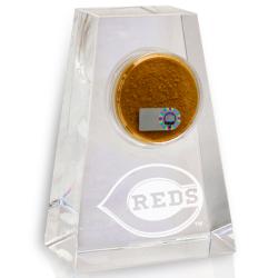 Cincinnati Reds Tapered Crystal Paperweight w/ Game Field Dirt