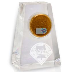 Philadelphia Phillies Tapered Crystal Paperweight w/ Game Field Dirt