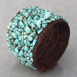 Cotton Handmade Mosaic Turquoise Wire Cuff Bracelet (Thailand)