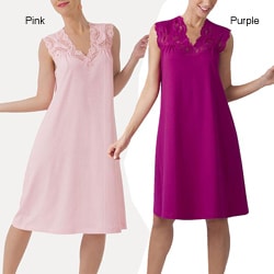 Ilusion Women's Pink Cotton Cap-sleeve Nightgown