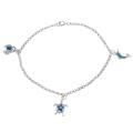 Sterling Silver Blue Opal Sea Life Charm Anklet