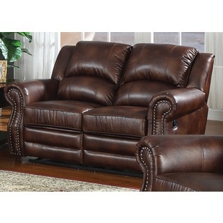 Fulton Reclining Brown Leather Loveseat
