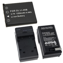 Battery/ Compact Charger Set for Olympus Li-40B/ Nikon EN-EL10