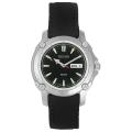Seiko Men's Casual Black Fabric-covered Leather Strap Watch