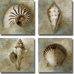 Keith Mallett 'Seaside Shells' 4-piece Canvas Art Set