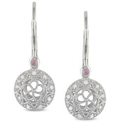 10k Gold 1/5ct TDW Diamond and Pink Sapphire Earrings (H-I, I2-I3)