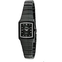 Swiss Edition Women's Ceramic Black Dial Crystal Accent Watch