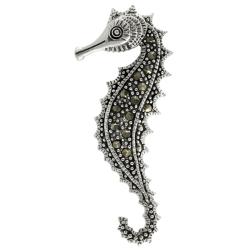 Sterling Silver Marcasite Seahorse Pin