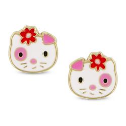 14k Yellow Gold Kitty Baby Earrings