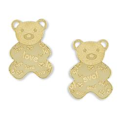 14k Yellow Gold Teddy Bear Baby Earrings