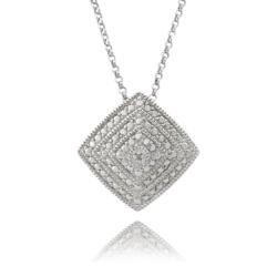 Sterling Silver Diamond Accent Square Necklace