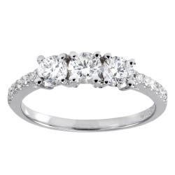 14k White Gold 1ct TDW Diamond 3-stone Anniversary Ring (H-I, I1-I2)