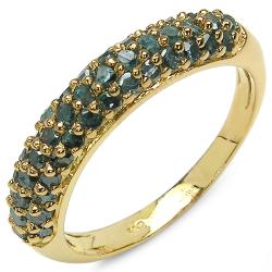 14k Yellow Goldplated Sterling Silver 5/8ct TDW Blue Diamond Ring