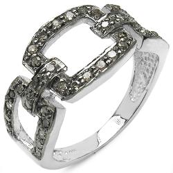 Sterling Silver 3/8ct TDW Champagne Diamond Link Ring
