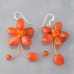 Sterling Silver Tangerine Chalcedony Earrings (Thailand)