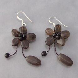 Silver Smokey Quartz Earrings (Thailand)