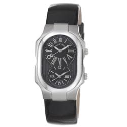 Philip Stein Women's 'Signature' Black Patent Leather Strap Watch with Silvertone Hands