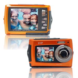 Aqua 5800 18MP Dual Screen Waterproof Orange Digital Camera with Micro 32GB