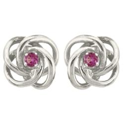 10k Gold June Birthstone Rhodolite 'Love Knot' Designer Stud Earrings