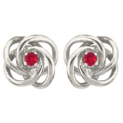 10k Gold July Birthstone Created Ruby 'Love Knot' Designer Stud Earrings