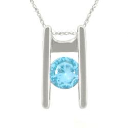 10k Gold March Birthstone Sky Blue Topaz Ladder Necklace