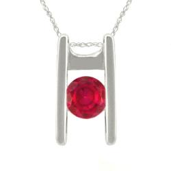 10k Gold July Birthstone Created Ruby Ladder Necklace