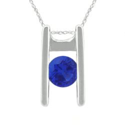 10k Gold Created Sapphire Ladder Necklace