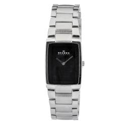 Skagen Men's Stainless Steel Rectangle Black Dial Link Watch