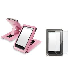 Pink Leather Case/ Screen Protector for Barnes & Noble Nook Tablet