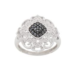 Sterling Silver 1/4ct TDW Black and White Diamond Ring (I-J, I2-I3)