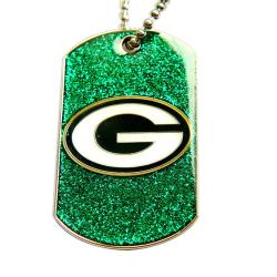 Green Bay Packers Fan Glitter Dog Tag Necklace