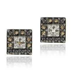 Sterling Silver Brown Diamond Square Earrings