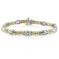 14k Two-tone Gold Multi-gemstone Bracelet