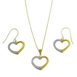 10k Two-tone Gold Open Heart Jewelry Set