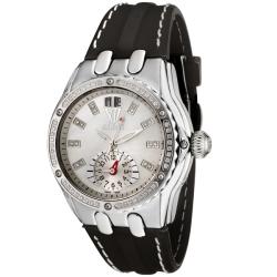 Elini Women's Genesis Black Silicon Dual Time White Diamond Watch