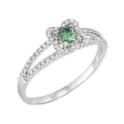 14k White Gold 2/5ct TDW Green and White Diamond Ring (G-H, SI1-SI2)