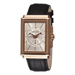 Azzaro Men's 'Legend Rectangular Chrono' Silver Face Rose PVD Watch