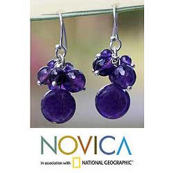 Sterling Silver 'Friends' Amethyst Earrings (Thailand)