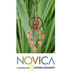Stainless Steel 'Dream Catcher' Carnelian Necklace (Thailand)