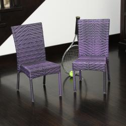Children's All-weather Purple Wicker Chairs (Set of 2)