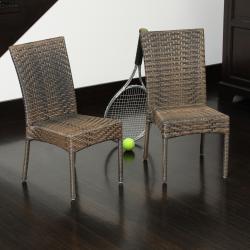 Children's All-weather Brown Wicker Chairs (Set of 2)