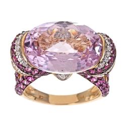 14k Gold Kunzite, Pink Sapphire and 1/3ct TDW Diamond Ring (I-J, I1-I2)