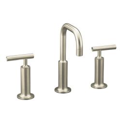 Kohler K-14407-4-BN Vibrant Brushed Nickel Purist Widespread Lavatory Faucet With Low Gooseneck Spout And High Lever Handles