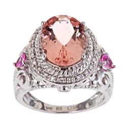 14k White Gold Morganite, Pink Sapphire and 1/5ct TDW Diamond Ring (I-J, I1-I2)