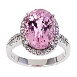 14k White Gold Kunzite and 1/3ct TDW Diamond Ring (I-J, I1-I2)