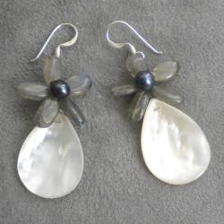 Quartz/ Pearl/ Mother of Pearl Flower Drop Earrings (5-7mm) (Thailand)